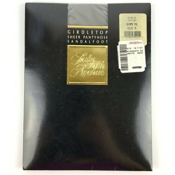 Saks Fifth Avenue Pantyhose Size A Gunmetal Gray Girdletop Sheer Sandalfoot - Picture 1 of 2